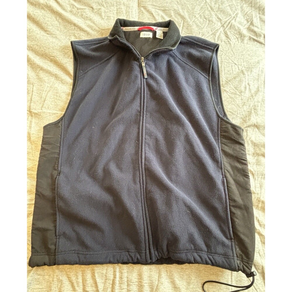 Izod Full Zip Fleece Performance Vest Mens Blue Size Large